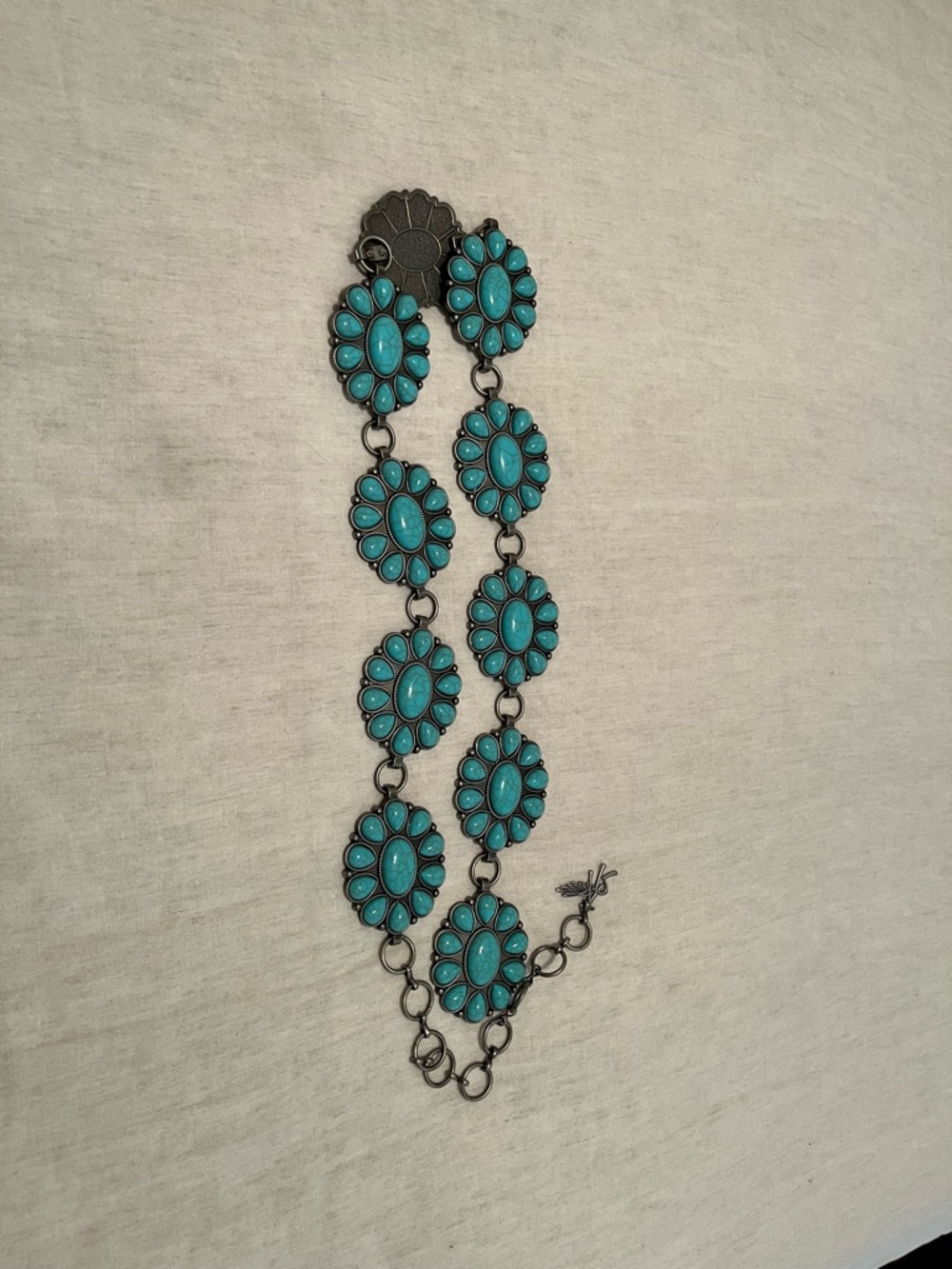 Turquoise Flower Cluster Link Belt